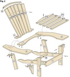 the plans for a wooden chair and foot rest