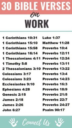 the 30 bible verses on work poster