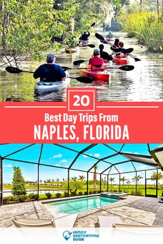 the best day trips from naples, florida are featured in this postcard image