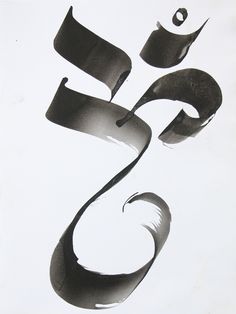 an artistic calligraphy type is shown in black and white, with the letter s below it