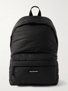 This version of Balenciaga's 'Explorer' backpack is modelled after classic outwear, it's been made in Italy from black nylon and lightly padded to create a puffy shape. As its name suggests, there's plenty of room inside for all your essentials, including a sleeve for your laptop or tablet. Black Nylon, Black Nylons, Mr Porter, Fashion News, Balenciaga, Latest Fashion, Zip Pockets, Porter, Bag Accessories