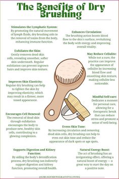 In the quest for natural health and beauty practices, dry brushing emerges as a simple yet profoundly effective technique that transcends mere skin deep benefits. This age-old method, rooted in Ayurvedic traditions, involves gently brushing the skin with a dry, natural-bristle brush to stimulate the body's surface. Not only does it promise to invigorate the skin, but its advantages extend to enhancing overall well-being, from boosting detoxification processes to promoting a radiant complexion. As we delve into the multifaceted benefits of dry brushing, let’s explore how incorporating this ritual into your daily routine can be a transformative experience, promising not just a moment of self-care but a journey towards a revitalized body and spirit. Benefits Of Dry Brushing, Dry Brushing Skin, Natural Bristle Brush, Lymph Fluid, Dry Body Brushing, Skin Brushing, Clearer Skin, Dry Brush, Health Knowledge