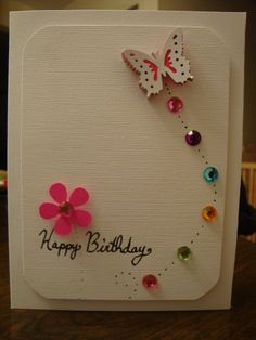 a birthday card with flowers and butterflies on it