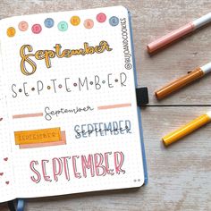 Images By Inés On Caligrafia | Bullet Journal Lettering Ideas Journal Ideas For September, Bullet Journal Ideas For September, September Bullet Journal Ideas, Bullet Journal Title Page, September Bullet Journal, Bullet Journal September