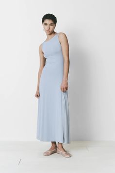 Azur Dress – Rue Sophie Chic Blue High-neck Midi Dress, Sleeveless Light Blue Satin Maxi Dress, Chic Blue Non-stretch Maxi Dress, Urban Outfitters Light Blue Sleeveless Dress, Zara Blue A-line Midi Dress, Trench Jacket, Long Midi Dress, Sleeveless Tshirt, Evening Dresses Long