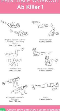 the printable workout poster shows how to do an ab - killer exercise for beginners