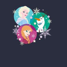 three frozen princesses with snowflakes on them