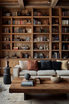 20 Stunning Living Room Wall Decor Ideas Living Room Wood Wall, Library Study, Wall Bookshelves