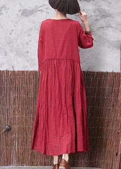 Classy red crop sleeve linen clothes layered Plus Size fall Dress

This dress is made of cotton or linen fabric, soft and breathy. 

Flattering cut. Makes you look slimmer and matches easlily.
 
Materials used:linen

Measurement:Size S/US-2/EUR-34   
length front 127cm / 49.53"
length back 124cm / 48.36"
Shoulder 38cm / 14.82"
bust 98cm / 38.22"
Cuff 34cm / 13.26"
Sleeve length 45cm / 17.55"
Armhole 39cm / 15.21"
hem 365cm / 142.35"



Size M/US-2/EUR-34   
length front 128cm / 49.92"
length bac Ramie Long Sleeve Lagenlook Dress, Plus Size Fall Dress, Fall Dresses Classy, Plus Size Herbst, Long Fall Dresses, Chiffon Long Dress, Muumuu Dress, Mumu Dress, Plus Size Fall