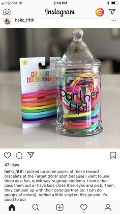 the instagram page on instagram com shows an image of a jar with colorful ribbons in it