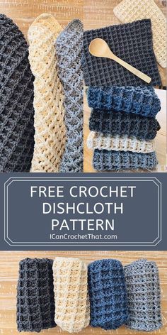 crochet dishcloth pattern with text overlay that says free crochet dishcloth pattern