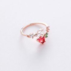 Dainty Cute Heart Flower Stackable Ring – Perimade & Co. Kawaii Ring, Rings Red, Ring Party Jewelry, Pink Stone Rings, Heart Promise Rings, Princess Ring, Zircon Ring, Rings For Girls, Cute Rings