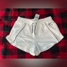 -Nike Air Fleece -Nwt -Loose Fit -Fleece -High-Waisted -White Color White Short Length Leisure Activewear, Nike White Relaxed Fit Bottoms, White Short Activewear For Leisure, Nike White Leisure Bottoms, Fleece Shorts, Nike White, Nike Shorts, White Nikes, White Color