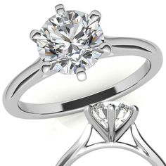 a white gold engagement ring with a round diamond