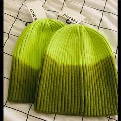 Green Ombr Knit Beanie Quality, Thick Knit Box #1 Casual Knitted Beanie, Casual Knitted Beanie For Fall, Casual Knit Beanie For Spring, Casual Acrylic Hats For Spring, Casual Warm Green Hat, Casual Knitted Hats For Spring, Casual Green Beanie One Size Fits All, Casual Green Beanie For Fall, Casual Spring Knit Beanie