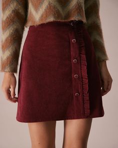 Details: - Red - Daily - Vintage & Cute - Solid Color - Flounce - Button - Zipper Fly - High Waisted - Corduroy - Slim Fit - 100% Polyester - Machine wash or professional dry Fabric: This Button Skirt is made of Polyester. Polyester is an artificial fiber that feels soft, looks lustrous, and dries fast. It's also durable, with good resistance to wrinkles, stains, and sunlight. Description: This High Waisted Skirt is a versatile piece that combines feminine style with modern comfort. The cord Cord Skirt, Tailored Clothes, Button Skirt, Corduroy Dress, Fly High, Skirts For Women, Red Bottoms, Red Skirts, Dress For Success