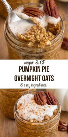 pumpkin pie overnight oats in mason jars