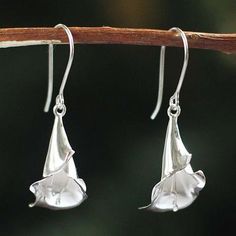 Silver flower earrings, 'Magnificent Calla' - Handmade Fine 950 Silver Flower Earrings Hand Forged Jewelry, Silver Flower Earrings, Metal Clay Jewelry, Silver Jewelry Earrings, Calla Lilies, Silver Jewellery Sets, Best Jewelry Stores, Silver Jewelry Rings, Silver Jewelry Handmade