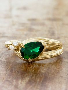 caption:Shown with 8x5mm pear cut emerald Pear Cut Engagement Ring, Bark Texture, Pear Cut Engagement Rings, Emerald Engagement, Split Shank, Marquise Diamond, Emerald Engagement Ring, Green Emerald, Custom Engagement Ring