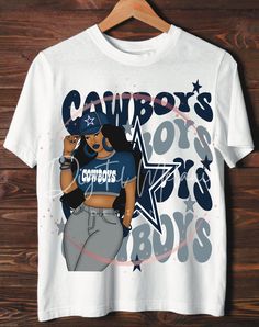 Dallas Cowboys T-Shirt. The Digital Image was drew by me so this is one of a kind!   Welcome to my store, I'm delighted to see you here. I see you as a friend, not just a customer. I'm sure you'll love my designs. So, here is a brief description for you to-see-the order-process: 1. Please, Check and Review all Photos. 2. Choose Your Quantity as much as you want. 4. Click ADD TO CART. You can go back to add more products for your family members anytime you want, or you can complete the checkout process. 5. Please click the "Proceed to Check Out" button. -----SOLD INDIVIDUALLY----- -----RETURN POLICY----- 只 Sorry, I can't get any returns or exchanges as our Tumblers are custom made, but let me know if you encounter any problems. Note: There may be more than one product in the picture. Prices School Spirit T-shirt With Graphic Design, Team Spirit Graphic Print T-shirt For Streetwear, School Spirit Graphic Print T-shirt For Streetwear, Graphic Print T-shirt For Streetwear With Team Spirit Style, Hip Hop Sublimation Short Sleeve With Letter Print, Graphic Tee With Sublimation Design For Game Day, School Spirit T-shirt With Graphic Print And Short Sleeves, Dallas Cowboys Tshirts, Team T Shirts