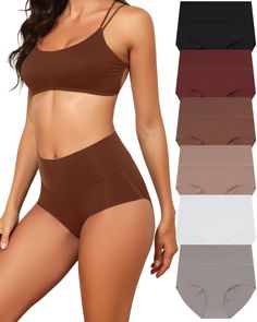 PRICES MAY VARY. Size Guide Care Instructions: [Waist Measurements]: S=24.5‘’-27"; M=27.5‘’-29"; L=29.5‘’-31"; XL=31.5‘’-34"；XXL=34.5‘’-37'', [Hip Measurements]: S=35‘’-38"; M=38‘’-40"; L=40‘’-42"; XL=42‘’-45‘’; XXL=45‘’-48". ☞ Machine wash or hand. Dark colors separately. Don’t bleach. Don't iron Design: 3D hips, so that the hips are better wrapped; cotton crotch, more breathable and healthy; high-cut legs, do not squeeze the thighs and visually stretch the leg lines Seamless High Waist Brief: Iron Design, High Waisted Briefs, Lounge Lingerie, Layers Of Skin, Female Friends, Fashion Photoshoot, Daily Look, High Cut, Dark Colors