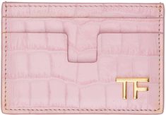 Find TOM FORD Pink Shiny Stamped Croc Tf Card Holder on Editorialist. Croc-embossed calfskin card holder in pink. · Logo hardware at face · Four card slots · Central note slot · Grained lambskin lining · H2.5 x W4 Supplier color: Pastel pink Polène Card Holder, Pink Card Holder, Cute Card Holder, Buy Outfits, Men Essentials, Designer Card Holder, Tom Ford Bag, Dream Bags, Hawaii Outfits