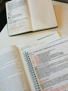 an open notebook sitting on top of a table