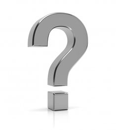 a silver question mark on a white background