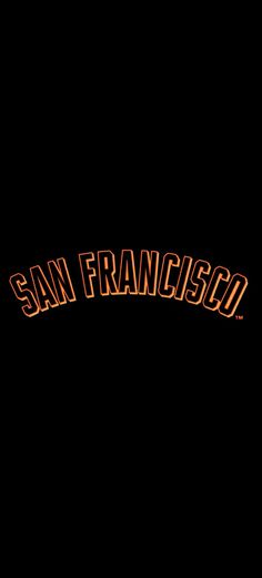 the san francisco giants logo is shown in orange on a black background with red lettering