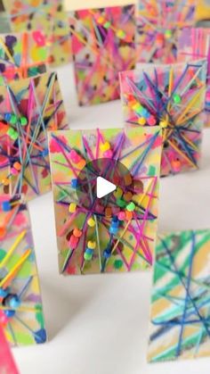 colorful art made with colored paper and string sprinkles is featured in this video