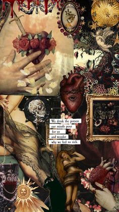 a collage of images with words written on them and pictures in the background that include tattoos