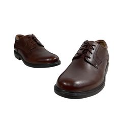 These G.H Bass & Company Men's Brown Oxford Shoes Sz 10M are the epitome of classic style and comfort. Made from quality leather, they feature a plain toe, laces, and flex runway for added flexibility. Perfect for any dressy event. They are in excellent used conditions, accompanied by their original box. They have no scuffs, scratches, or stains. Minimal creasing noted on toe area. Please refer to the pictures for details. * G.H Bass & Company brand * Size 10 * Brown and Black color options * Dr Classic Lace-up Shoes With Ortholite Insole, Classic Formal Lace-up Shoes With Ortholite Insole, Formal Low-top Dress Shoes With Ortholite Insole, Formal Dress Shoes With Ortholite Insole, Brown Formal Oxfords With Ortholite Insole, Classic Brown Leather Shoes With Ortholite Insole, Classic Oxfords With Ortholite Insole For Business, Classic Brown Oxfords With Ortholite Insole, Classic Slip-resistant Dress Shoes With Round Toe