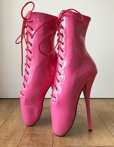 Womens Spring Fashion Outfits, Ballet High Heels, Ballet Boots, Ballet Heels, Boot Shoe, Runway Shoes, Black Pvc, Pink Boots, Patent Leather Heels