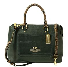 Coach Leather Exotic Mixed Emma Satchel Crossbody Handbag. Brand New Authentic. Ship With Care. Pebbled And Exotic Crodile Leather With Gold Hardware.Zip Top Closure Fabric Lining.Handle With 3/4"Drop.Detachable Strap With 20"Drop For Shoulder Or Crossbody Wear 12 1/2"L X10"H 5 1/2" W Coach Green Top Handle Satchel, Green Coach Top Handle Satchel, Green Coach Satchel With Handles, Green Coach Shoulder Bag With Top Carry Handle, Green Coach Satchel With Top Carry Handle, Green Coach Satchel With Detachable Handle, Coach Satchel With Double Top Carry Handles, Coach Top Handle Satchel With Detachable Handle, Coach Handheld Satchel