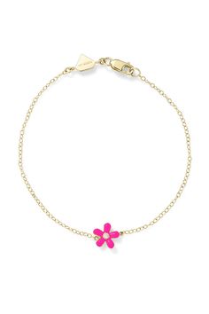 A forever favorite and Alison Lou signature, the Single Wildflower bracelet available in our custom enamel colors of your choosing below with a white diamond center. Please allow 15 business days for production. 14K Yellow Gold, 6.5" total length, Made in New York City Pink Enamel Jewelry With Flower Charm, Yellow Gold Enamel Jewelry With Flower Charm, Yellow Gold Enamel Flower Jewelry, Dainty Flower-shaped Enamel Jewelry, Pink Enamel Flower-shaped Jewelry, Luxury Flower Charm Jewelry, Alison Lou, Flower Charm Necklace, Cute Flower