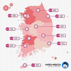 a map showing the percentage of people living in korea