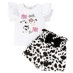 PRICES MAY VARY. 💕【Soft Material】baby girl summer clothes made of cotton material, which is soft and skin-friendly, comfortable and breathable to wear, suitable for baby girls. 💕【Different Motifs】Parents want more options for their baby's clothes. Therefore, we have different patterns for babies: leopard print, cow, petal, animal, zebra. There's always one for you sweetheart. 💕【Unique Design】Our baby girl 2t shorts set, birthday clothes for 2t girls, letter print on the tops, ruffle short sle Summer Cotton Diaper Cover With Ruffles, Cute Letter Print Summer Sets, Sweet Cotton Sets With Ruffles, Cute Cotton Diaper Cover With Ruffles, Playful Summer Sets With Letter Print, Sweet White Sets With Ruffles, Summer Playful Letter Print Sets, Playful Summer Letter Print Sets, Playful Cotton Sets For First Birthday