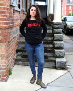 Tess in the Ditmas Crew Neck - Zip up available too. Women's Hoodies, Bags And Accessories, First Order, Sweatshirts Women, Brooklyn, Zip Ups