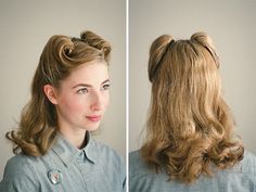 Easy 1940s Hairstyles, Russian Hairstyles, Vintage Hairstyle, Roll Hairstyle