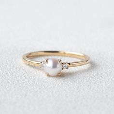 Pearl Rings In Gold, Pearl Ring Design, Akoya Pearl Ring, Romantic Gifts For Girlfriend, Bling Things, Dainty Engagement Rings, Engagement Rings Affordable