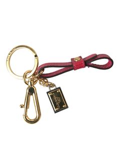 Dolce & Gabbana Red Calf Leather Gold Metal Logo Plaque Keyring Women's Keychain - Bluefly Engraved Metal, Gold Key, Ring Watch, Metal Engraving, Iconic Logo, Brass Ring, Metal Logo, Leather Keychain, Dolce & Gabbana