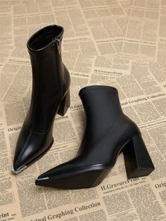 Color Block Heels, Shoes Boots Ankle, Block Heel Ankle Boots, Boots Women Fashion, Block Heel Boots, High Heel Boots Ankle, Thick Heels, Womens Boots Ankle, Heeled Ankle Boots