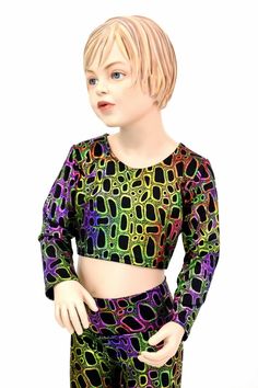 "This item is made to order, please read all the way through the listing before purchasing! This delightful set is sure to thrill your little reptile! The set includes a long sleeve crop top and high waisted leggings in a comfy \"poisonous\" print spandex. Four way stretch, and a gentle fit. Smooth and comfy to the touch. Peace, love, and spandex! KIDS SIZE CHART is available here: https://coquetryclothing.com/pages/size-chart We realize that not everyone will fall into one of these number sizes Lizard Costume, Printed Bell Bottoms, Size Chart For Kids, A Frog, Faux Fur Fabric, Fur Fabrics, Top Top, Print Leggings, Olive Branch