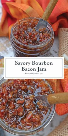 savory bourbon bacon jam in a glass jar