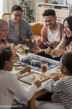 a group of people sitting around a table playing board games