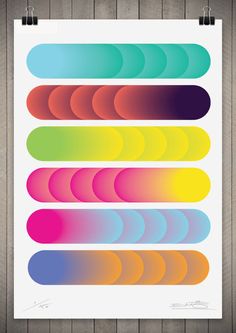 an abstract poster with different colors and shapes in the shape of circles on a multicolored background