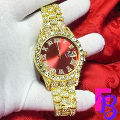 ***Special Buy! Limited Stock!*** Last One Available! Our Supplier Had A 50% Off Wholesale Promo So We Grabbed A Few And Marked Them Down For You. Priced Right To Blow Em Out. Great Looking Mens Fully Iced Watch Features 12 Ctw Of Simulated Cz Diamonds Surrounding The Dial And The Band! 18k Gold Plated, Lightweight Stainless Steel Band. Quartz Movement For Accuracy And Reliability. Shiny Piece That Everyone Will Notice! Comes In A Small Gift Box Or Bag. Related Items: Hip Hop Bling Pave Diamond Cross Pendent, Dagger Necklace, Black Tourmaline Necklace, Hip Hop Bling, Urban Legend, Rings Mens Wedding Bands, Yellow Gold Diamond Ring, Hand Necklace, Gold Watch Men