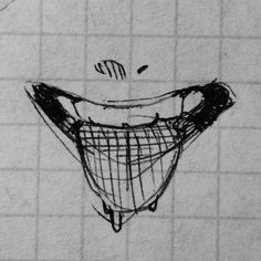 a drawing of a man's shirt with his mouth open on a tiled wall