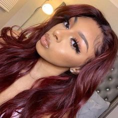 Ombre Burgundy, Wine Hair, Red Hair Inspo, Black Roots, Hair Color Black, Hair Color Burgundy, Dark Red Hair, Burgundy Hair, Frontal Wig