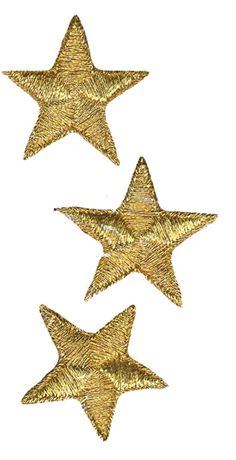 three gold stars are shown against a white background